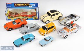 Mixed Selection of Large Scale Cars inc unnamed tin plate friction drive Jaguar E Type rally car,