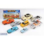 Mixed Selection of Large Scale Cars inc unnamed tin plate friction drive Jaguar E Type rally car,