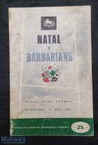 Natal v Barbarians match programme 1969: Colourful cover for this Barabaas return visit. Some