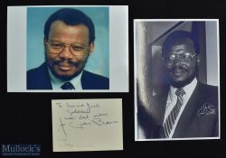 Chief Butthelezi of the Zulus, signed Album page with 2 colour photographs
