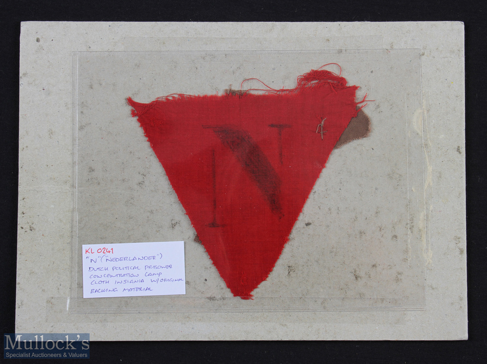 WWII - Dutch Prisoner Insignia, A rare cloth insignia marked "N" (Nederlander), as was issued to