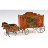Early Gibbs Paper on wood and tin Horse Drawn Pony Circus Wagon c1912 - The Wagon is paper litho
