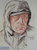 WWII Original Artwork Roman Zenzinger - of a German Soldier displaying a fine portrait, painted in