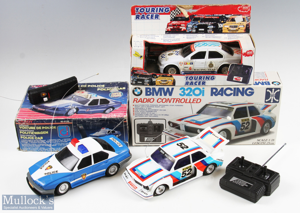 Three Boxed Radio-Controlled Cars SC, Hong Kong 1:18 BMW 320i Racing, Dickie BMW Touring Racer, poor