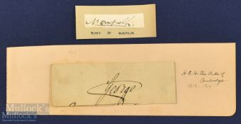 Autograph Selection - featuring Prince George, Duke of Cambridge (1819-1904) Signed Cutting together