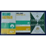 1955-1972 Ireland v Australia Rugby Programme Selection (3): The issues from 1958, 1967 & 1968. G/