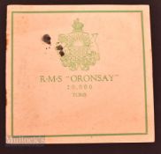 RMS "Oronsay" 20,000 Tons, 1930s, Orient Line Mail Steamer to Australia - a 16-page pictorial