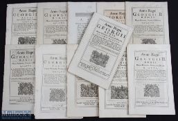 1727-1745 Acts of Parliament, a collection of 9 acts, with noted items of making river Kennet