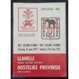 Rare 1972 Eastern Province v Llanelli Rugby programme: From the Scarlets tour of SA during their