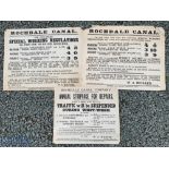 1911-1919 Rochdale Canal Notices Posters Flyers to include 1919 stoppage for repair notice, 1911 and
