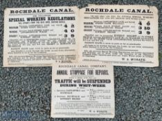 1911-1919 Rochdale Canal Notices Posters Flyers to include 1919 stoppage for repair notice, 1911 and