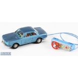 1960s Bandai, Japan Tinplate Remote Controlled BMW 2000 CS Car with light blue body and detailed