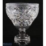 Czechoslovakian Cut Glass Footed Punch Bowl 20cm tall, in good used condition, does have a few