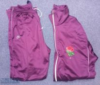 1980s England 'B' Rugby Union tracksuit: Made by Nike, purple with English rose to chest with 'B'