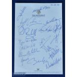 1989 International XV v S Africa Autograph Sheet: From the First Test at Cape Town, 17 signatures