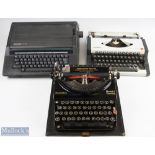 3 Typewriters to include Remington model 5 portable typewriter in case with instructions, Olympia