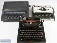 3 Typewriters to include Remington model 5 portable typewriter in case with instructions, Olympia