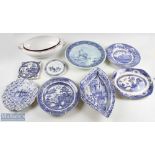 Bule& White China Ceramics: a mixed lots to include Minton Willow tile A/F, Booths pagoda teapot