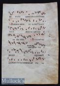 Liturgical Vellum Leaf - c1380s-1450 large impressive scripted sheet of Choral music with finely