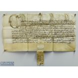 Charles II 1663 Indenture on vellum - Judgement in Court of common pleas concerning land in Warton