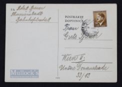 WWII - Theresienstadt Packet Confirmation Card (Auschwitz victim) unusual card issued to a