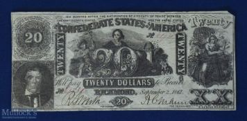 Confederate States of America Confederate States of America $20 Banknote - September 2nd 1861 -