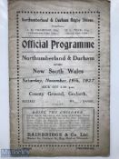 Very Rare 1927 NSW Waratahs Rugby Programme: At Gosforth, Northumberland & Durham v the tourists,