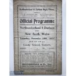 Very Rare 1927 NSW Waratahs Rugby Programme: At Gosforth, Northumberland & Durham v the tourists,