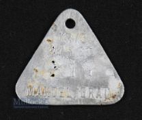 WWII Buchenwald Camp SS Bekleidungsmarke rare metal clothing tag used for a grey long coat worn by