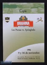 V Rare 1996 Argentina v S Africa Rugby Programme: First test issue from the game played in Buenos