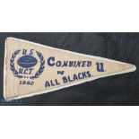 V Rare 1960 All Blacks to S Africa Rugby Pennant: Commemorating the visit of NZ & detailing the