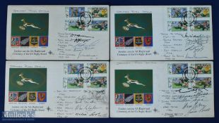 Rare 1989 SA Signed First Day Rugby Covers (4): Set of four, stamped colourful attractive issues