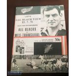 Scarce 1970 Western Transvaal v All Blacks Rugby Programme: From this major tour, crammed issue in