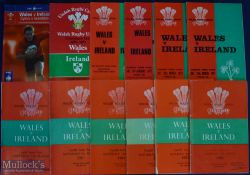 1955-2003 Wales v Ireland Rugby Programme Selection (12): Cardiff Arms Park offerings for the Celtic