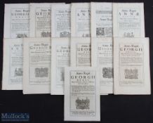 1699-1729 Acts of Parliament, a collection of 12 acts, with noted items of making the river kennet