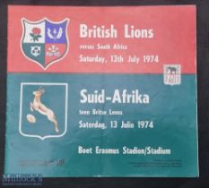 1974 British & I Lions to SA Rugby Programme: The 4th & final test at Port Elizabeth, drawn, of