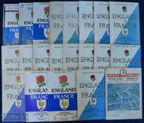 1949-1991 England Home Rugby Programmes v France (22): All from Twickenham with 2 copies from