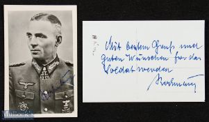 WWII - Autograph - Carl Rodenburg (1894-1992) Signed Photocard inscribed to the reverse