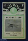 The Airway Timetable Issue No 1. June 1934 An extensive 112 page Times and Fares tables with