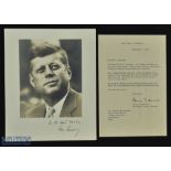 c1964 John F Kennedy Secretary Letter with Photograph Facsimile printed Signature, the letter is