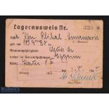 Lagerausweis - A personal ID issued to a young female forced labourer in 1940. Remains in very