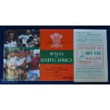 1951-1998 Wales and S Africa Rugby Programme Selection (3): Interesting lot, the then-normal white