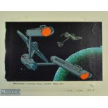 c1976 Star Trek USS Enterprise + Klingon Ship Filmation Norway Animation Cel Background Production