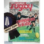 Rare 1977 NZ All Blacks Tour of France Items (2): French-produced Black rosette for NZ,