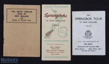 1956 & 1965 Rugby Itineraries for S Africa to NZ (3): Tour itineraries to play the All Blacks etc in