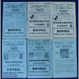 1948-49 Cardiff Home Rugby Programmes (6): v Bath Jan, Barbarians Mar, Cardiff District XV &