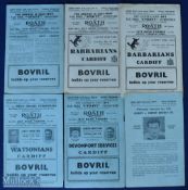 1948-49 Cardiff Home Rugby Programmes (6): v Bath Jan, Barbarians Mar, Cardiff District XV &