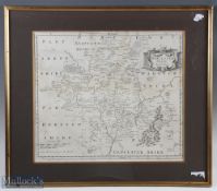 Antique Map - Worcestershire by Robert Morden, late 17th c map of the county, uncoloured, matted