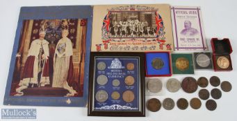 1844-1967 British Coin and Medallion lot, to include Berlin Industrial Exposition medal - with wear,