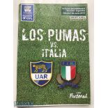 Rare 2012 Argentina v Italy Rugby programmes: Test match issue from games at San Juan. VG